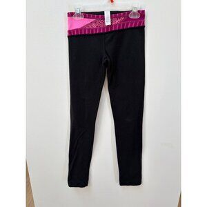 Ivivva Girls Black Leggings With Pink Geometric Waistband Size 8